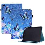 Colored Drawing Stitching Elastic Band Leather Smart Tablet Case For iPad 9 / 8 / 6 / 5(Butterfly)