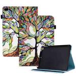 Colored Drawing Stitching Elastic Band Leather Smart Tablet Case For iPad 9 / 8 / 6 / 5(Life Tree)