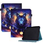 Colored Drawing Stitching Elastic Band Leather Smart Tablet Case For iPad mini 6(Sky Wolf)