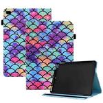 Colored Drawing Stitching Elastic Band Leather Smart Tablet Case For iPad mini 5/4/3/2/1(Wavy Pattern)
