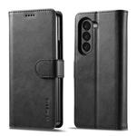 For Samsung Galaxy Z Fold5 5G LC.IMEEKE Calf Texture Leather Phone Case(Black)