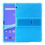 For Lenovo Tab M10 Tablet PC Silicone Protective Case with Invisible Bracket(Sky Blue)