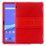 For Lenovo Tab E10 Tablet PC Silicone Protective Case with Invisible Bracket(Red)