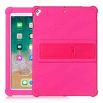 For iPad 6 (9.7 Universal) Tablet PC Silicone Protective Case with Invisible Bracket(Rose Red)