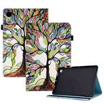 For Samsung Galaxy Tab A8 10.5 X200 / X205 Colored Drawing Stitching Elastic Band Leather Smart Tablet Case(Life Tree)