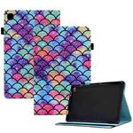 For Samsung Galaxy Tab S6 Lite P610 Colored Drawing Stitching Elastic Band Leather Smart Tablet Case(Wavy Pattern)