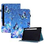 For Samsung Galaxy Tab S7 / S8 Colored Drawing Stitching Elastic Band Leather Smart Tablet Case(Butterfly)