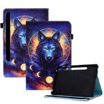For Samsung Galaxy Tab S7 / S8 Colored Drawing Stitching Elastic Band Leather Smart Tablet Case(Space Wolf)