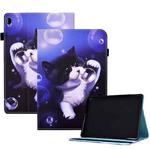 For Lenovo Tab M10 Colored Drawing Stitching Elastic Band Leather Smart Tablet Case(Bubble Cat)