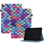 For Lenovo Tab M10 Colored Drawing Stitching Elastic Band Leather Smart Tablet Case(Wavy Pattern)