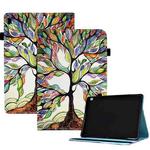 For Lenovo Tab M10 Colored Drawing Stitching Elastic Band Leather Smart Tablet Case(Life Tree)