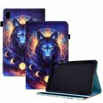 For Lenovo Tab M10 HD 2nd Gen Colored Drawing Stitching Elastic Band Leather Smart Tablet Case(Space Wolf)