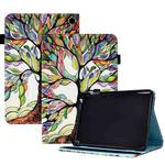 For Amazon Kindle Fire HD 8 2022 / 2020 Colored Drawing Stitching Elastic Band Leather Smart Tablet Case(Life Tree)