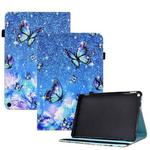 For Amazon Kindle Fire HD 10 2021 Colored Drawing Stitching Elastic Band Leather Smart Tablet Case(Butterfly)