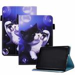 For Amazon Kindle Paperwhite 4/3/2/1 Colored Drawing Stitching Elastic Band Leather Smart Tablet Case(Bubble Cat)