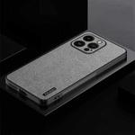 For iPhone 14 Pro TPU + PC + PU Tree Texture Shockproof Full Coverage Protective Phone Case(Grey)