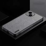 For iPhone 14 Plus TPU + PC + PU Tree Texture Shockproof Full Coverage Protective Phone Case(Grey)