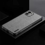 For iPhone 12 TPU + PC + PU Tree Texture Shockproof Full Coverage Protective Phone Case(Grey)