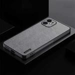 For iPhone 11 TPU + PC + PU Tree Texture Shockproof Full Coverage Protective Phone Case(Grey)