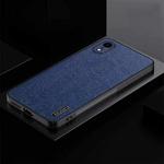 For iPhone XR TPU + PC + PU Tree Texture Shockproof Full Coverage Protective Phone Case(Blue)