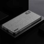 For iPhone X TPU + PC + PU Tree Texture Shockproof Full Coverage Protective Phone Case(Grey)