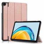 For Huawei Matepad SE 10.4 2022 Custer Pure Color 3-Fold Holder Leather Tablet Case(Rose Gold)