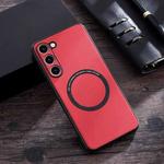 For Samsung Galaxy S23 5G Cloth Texture PU MagSafe Magnetic Phone Case(Red)