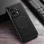 For OnePlus 11 Cloth Texture PU MagSafe Magnetic Phone Case(Black)