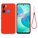 For Infinix Hot 12 Pro X668C Pure Color Liquid Silicone Shockproof Phone Case(Red)