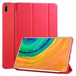 For Huawei MatePad Pro 10.8 inch 3-folding Horizontal Flip PU Leather + Shockproof Honeycomb TPU Case with Holder(Red)