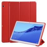 Huawei MediaPad T5 10 inch 3-folding Horizontal Flip PU Leather + Shockproof Honeycomb TPU Case with Holder(Red)