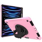360-degree Rotating Holder Tablet Case with Wristband For iPad Air 10.9 2022/2020 / Pro 11 2021/2020(Pink + Black)
