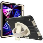360-degree Rotating Holder Tablet Case with Wristband For iPad Air 10.9 2022/2020 / Pro 11 2021/2020(Black + Beige)