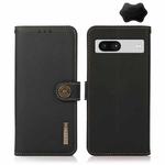 For Google Pixel 7A KHAZNEH Custer Texture RFID Genuine Leather Phone Case(Black)