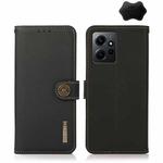 For Xiaomi Redmi Note 12 4G Global KHAZNEH Custer Texture RFID Genuine Leather Phone Case(Black)