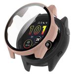 For Garmin Forerunner 265S PC + Tempered Glass Film Integrated Watch Protective Case(Sakura Pink)