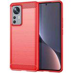 For Xiaomi 12S Pro Brushed Texture Carbon Fiber TPU Phone Case(Red)