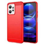For Xiaomi Redmi Note 12 4G Global Brushed Texture Carbon Fiber TPU Phone Case(Red)
