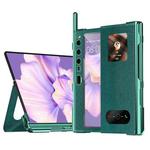 For Huawei Mate Xs 2 integrated Cross Pattern Electroplating All-inclusive Phone Case with Stand(Green)