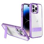 For iPhone 14 Pro High Transparent Holder Phone Case(Purple)