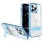 For iPhone 12 Pro High Transparent Holder Phone Case(Blue)