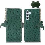 For Samsung Galaxy A24 4G Ostrich Pattern Genuine Leather RFID Phone Case(Green)