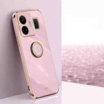 For Realme GT Neo 5 XINLI Straight Edge 6D Electroplate TPU Phone Case with Ring Holder(Cherry Purple)