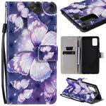For Galaxy A71 3D Painting Horizontal Flip Leather Case with Holder & Card Slot & Lanyard(Purple Butterflies)