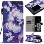 For Galaxy S20 Ultra 3D Painting Horizontal Flip Leather Case with Holder & Card Slot & Lanyard(Purple Butterflies)