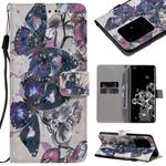 For Galaxy S20 Ultra 3D Painting Horizontal Flip Leather Case with Holder & Card Slot & Lanyard(Black Butterflies)