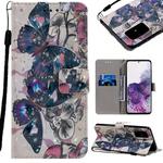 For Galaxy S20+ 3D Painting Horizontal Flip Leather Case with Holder & Card Slot & Lanyard(Black Butterflies)