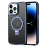 For iPhone 14 Pro Skin Feel MagSafe Magnetic Holder Phone Case(Dark Blue)