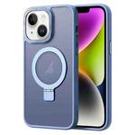 For iPhone 14 Plus Skin Feel MagSafe Magnetic Holder Phone Case(Purple)