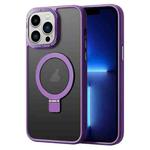 For iPhone 13 Pro Skin Feel MagSafe Magnetic Holder Phone Case(Purple)